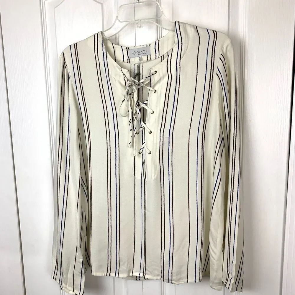Wayf Lace Up Long Sleeve Blouse